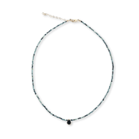 Sugartown Faceted Gemstone Necklace with Teardrop Charm - Chocolate and Steel