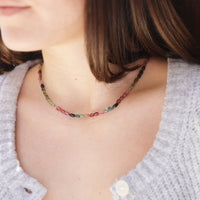 Sunset Cobblestone Road Tourmaline Necklace - Chocolate and Steel