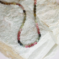 Sunset Cobblestone Road Tourmaline Necklace - Chocolate and Steel