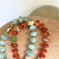 Swim the Sea Green Moonstone Stretch Bracelet - Chocolate and Steel