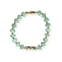 Swim the Sea Green Moonstone Stretch Bracelet - Chocolate and Steel