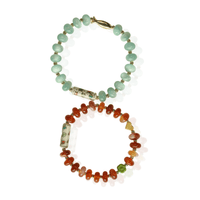 Swim the Sea Green Moonstone Stretch Bracelet - Chocolate and Steel