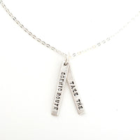 “Take the scenic route” Quote Necklace Pendant - Chocolate and Steel