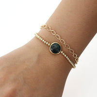 Textured Oval Chain Bracelet - Chocolate and Steel