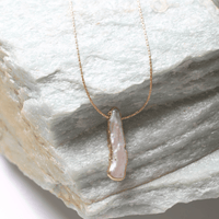 "The Ariel" Baroque Pearl Necklace - Chocolate and Steel