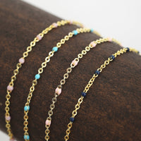 "The Dot" Delicate Chain Bracelet - Chocolate and Steel