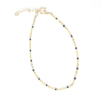 "The Dot" Delicate Chain Bracelet - Chocolate and Steel