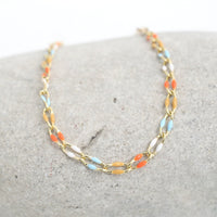 "The Topanga" Enamel and Gold Chain Bracelet - Chocolate and Steel