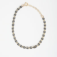 "The Topanga" Enamel and Gold Chain Bracelet - Chocolate and Steel