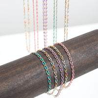 "The Topanga" Enamel and Gold Chain Bracelet - Chocolate and Steel