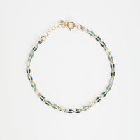 "The Topanga" Enamel and Gold Chain Bracelet - Chocolate and Steel