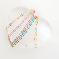 "The Topanga" Enamel and Gold Chain Bracelet - Chocolate and Steel