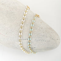 "The Topanga" Enamel and Gold Chain Bracelet - Chocolate and Steel