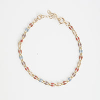 "The Topanga" Enamel and Gold Chain Bracelet - Chocolate and Steel