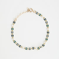 "The Topanga" Enamel and Gold Chain Bracelet - Chocolate and Steel