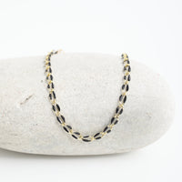 "The Topanga" Enamel and Gold Chain Bracelet - Chocolate and Steel