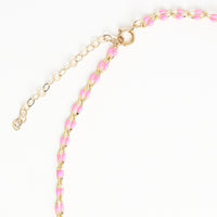 "The Topanga" Enamel and Gold Chain Bracelet - Chocolate and Steel