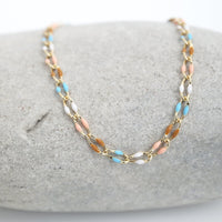 "The Topanga" Enamel and Gold Chain Bracelet - Chocolate and Steel