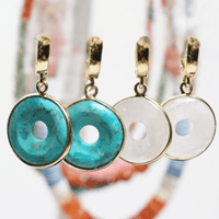Time is a He@ler Turquoise and Moonstone Huggie Hoops - Chocolate and Steel