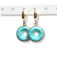 Time is a He@ler Turquoise and Moonstone Huggie Hoops - Chocolate and Steel