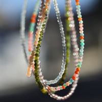 Tiny Pebbles Aquamarine Necklace - Chocolate and Steel