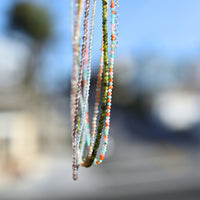 Tiny Pebbles Aquamarine Necklace - Chocolate and Steel