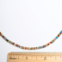 Tiny Pebbles Carnelian, Hessonite Garnet Mixed Semi - Precious Stones Necklace - Chocolate and Steel