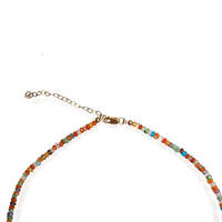 Tiny Pebbles Carnelian, Hessonite Garnet Mixed Semi - Precious Stones Necklace - Chocolate and Steel