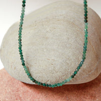 Tiny Pebbles Green Emerald Necklace - Chocolate and Steel