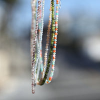 Tiny Pebbles Green Jade Necklace - Chocolate and Steel