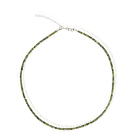 Tiny Pebbles Green Jade Necklace - Chocolate and Steel