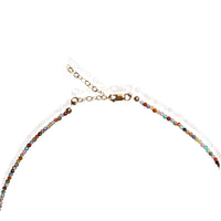 Tiny Pebbles Mixed Semi - Precious Stones Necklace - Chocolate and Steel