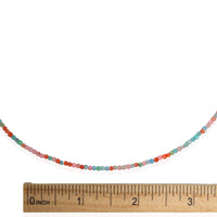 Tiny Pebbles Multi - Colored Pastel Opals Necklace - Chocolate and Steel