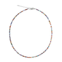Tiny Pebbles Tanzanite Mixed Semi - Precious Stones Necklace - Chocolate and Steel