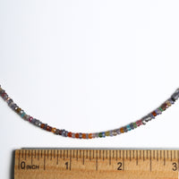 Tiny Pebbles Tanzanite Mixed Semi - Precious Stones Necklace - Chocolate and Steel