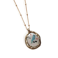 Vintage Zuni Turquoise Inlay Pendant Necklace - Chocolate and Steel