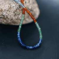 Wade in the Water Striped Tanzanite gemstone beaded necklace - Chocolate and Steel