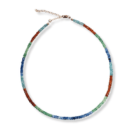 Wade in the Water Striped Tanzanite gemstone beaded necklace - Chocolate and Steel