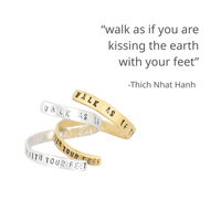 "Walk as if You Are Kissing the Earth with Your Feet" - Thich Nhat Hanh Wrap Ring - Chocolate and Steel