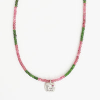 Watermelon Love Necklace with All We Need Is Love Pendant - Chocolate and Steel