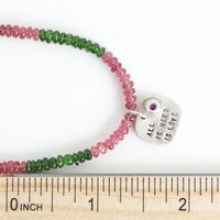 Watermelon Love Necklace with All We Need Is Love Pendant - Chocolate and Steel