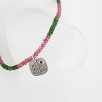 Watermelon Love Necklace with All We Need Is Love Pendant - Chocolate and Steel