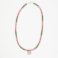 Watermelon Love Necklace with All We Need Is Love Pendant - Chocolate and Steel