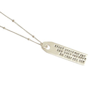 Arthur Ashe Luggage Tag Quote Necklace "Start where you are, Use what you have, Do what you can" - Chocolate and Steel