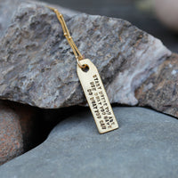 Arthur Ashe Luggage Tag Quote Necklace "Start where you are, Use what you have, Do what you can" - Chocolate and Steel