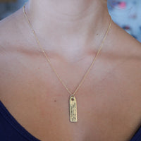 Arthur Ashe Luggage Tag Quote Necklace "Start where you are, Use what you have, Do what you can" - Chocolate and Steel
