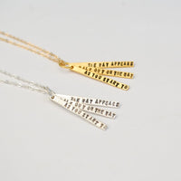 "As you start to walk out on the way, the way appears." -Rumi Quote necklace - Chocolate and Steel