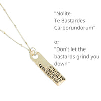 "Bastardes" Luggage Tag Quote Necklace - Chocolate and Steel