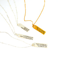 "Bastardes" Luggage Tag Quote Necklace - Chocolate and Steel