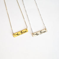 Be Brave / Arrow Reversible Mantra Necklace - Chocolate and Steel